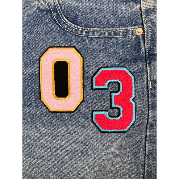 Wild Fable Y2K Inspired Denim Mini Skirt Patches Size 12 - Picture 3 of 5